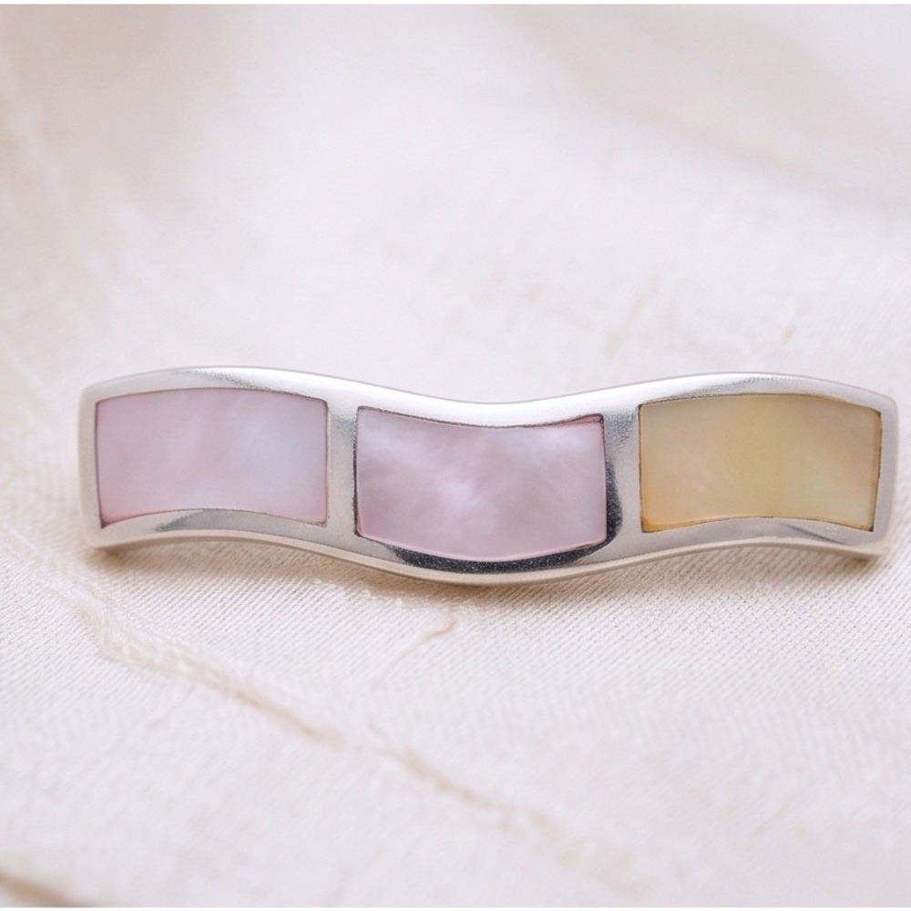 925 Sterling‎ Silver Mother of Pearl Inlay Pendant Pink Cream
